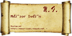 Mázor Iván névjegykártya